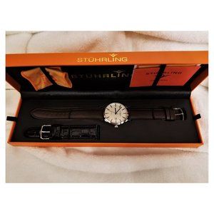 NIB Stuhrling Original Ascot Mens Watch 2-Band Set